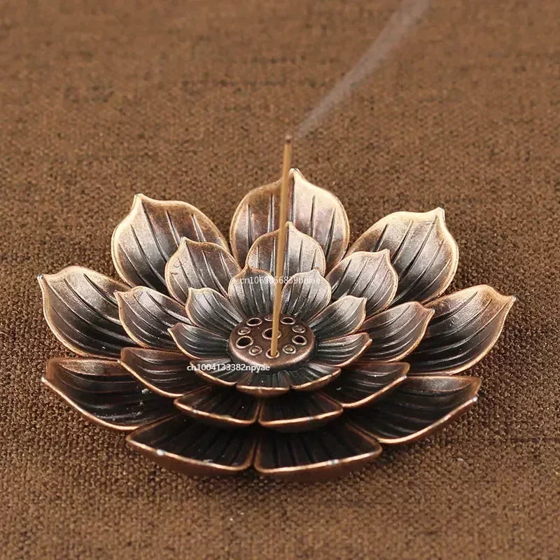 Elegant Alloy Lotus Incense Burner