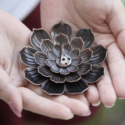 Elegant Alloy Lotus Incense Burner 