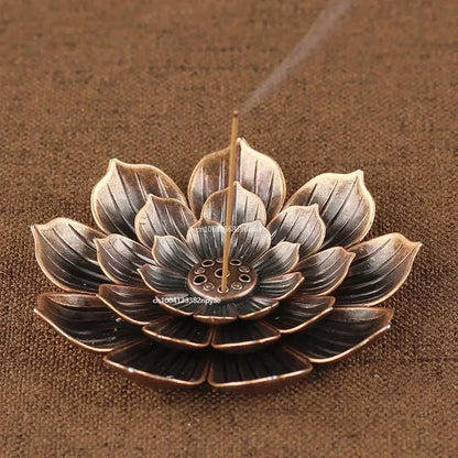 Elegant Alloy Lotus Incense Burner 